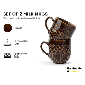 Ceramic Coffee Mug Set, 330ml, Carving Finish