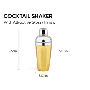 Stainless Steel Cocktail Shaker | 500ml | Built-in Strainer | Bar Tool