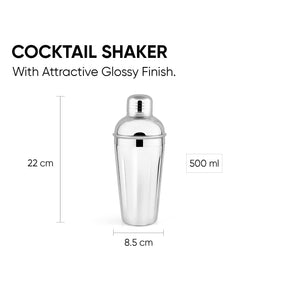 Stainless Steel Cocktail Shaker | 500ml | Built-in Strainer | Bar Tool