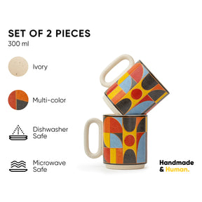 Ceramic Coffee Mug Set, 300ml, Bauhaus