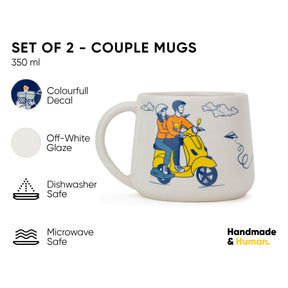 Ceramic Cappuccino Cup Set of 2 – His & Her (350ml)