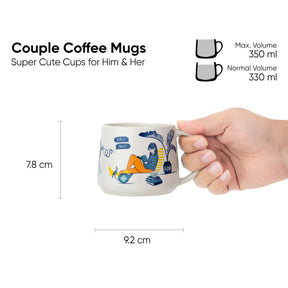 Ceramic Cappuccino Cup Set of 2 – His & Her (350ml)