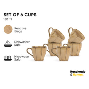 Ceramic Tea Cup Set of 6, 180ml – Self Reactive Collection