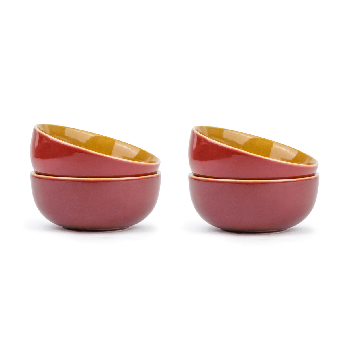 Ceramic Snack Bowl Set | 330ml | Set of 4 | Glossy Finish | Burgundy Midnight Collection