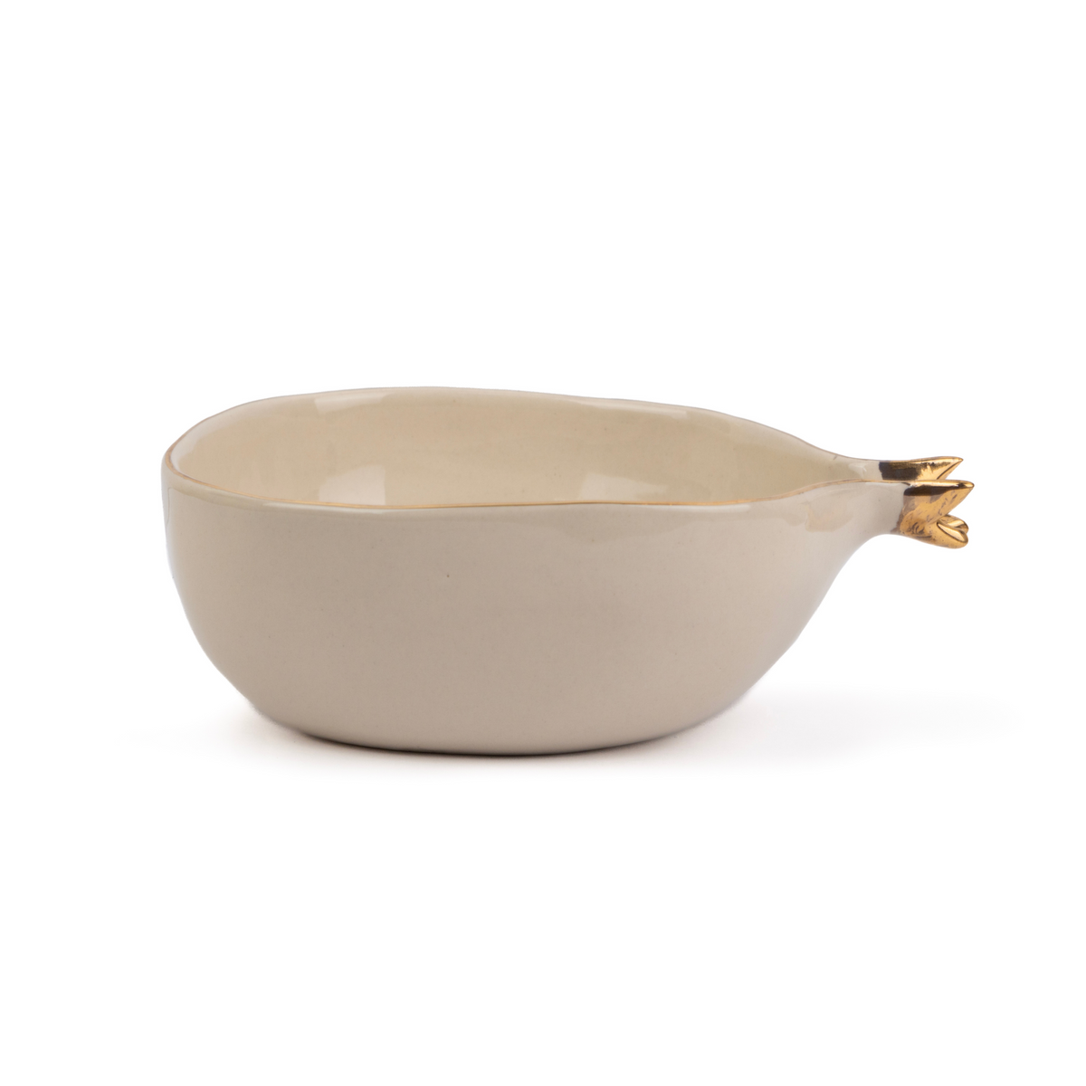 Ceramic Large Decor Bowls, 1500ml, 1 Pc, Off-White with Gold Line | Glossy Finish | Anar Decor Collection