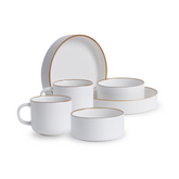 Ceramic Modern Dinnerware Set, 6 Pcs, White | Japandi Breakfast Set