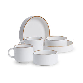 Ceramic Breakfast Set | Japandi Collection | 6 Pieces | White