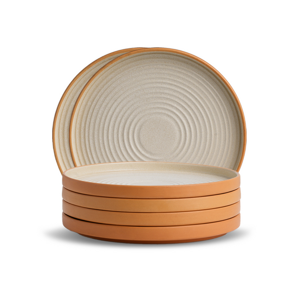 Shay Ceramic Dinner Plates Set 6 Pieces | Klay White | Matte Finish | Premium Stoneware | Modern Tableware Online India