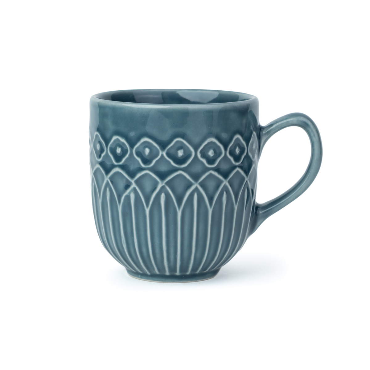 Carving Ceramic Coffee Mug – Blue Grey, 330ml