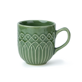 Carving Ceramic Coffee Mug – Green, 330ml