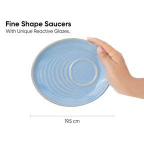 Ceramic Coffee Cup & Saucer Set 250ml – Musky Blue | Reactive Glaze Porcelain