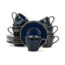 Ceramic Tea Cup & Saucer Set of 6 Blue Green | 180ml | Self Reactive Collection