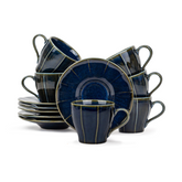 Ceramic Tea Cup & Saucer Set of 6 – Blue | 180ml | Glossy Finish | Self Reactive Collection