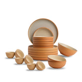 Set of ceramic bowls in various sizes on a white background