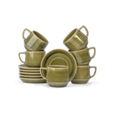 Ceramic Cup and Saucer Set of 6 | Trap Cup Collection | 200ml | Glossy Finish