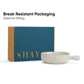 Ceramic Pasta Bowl with Handle – Off White, 17cm | Reactive Glaze