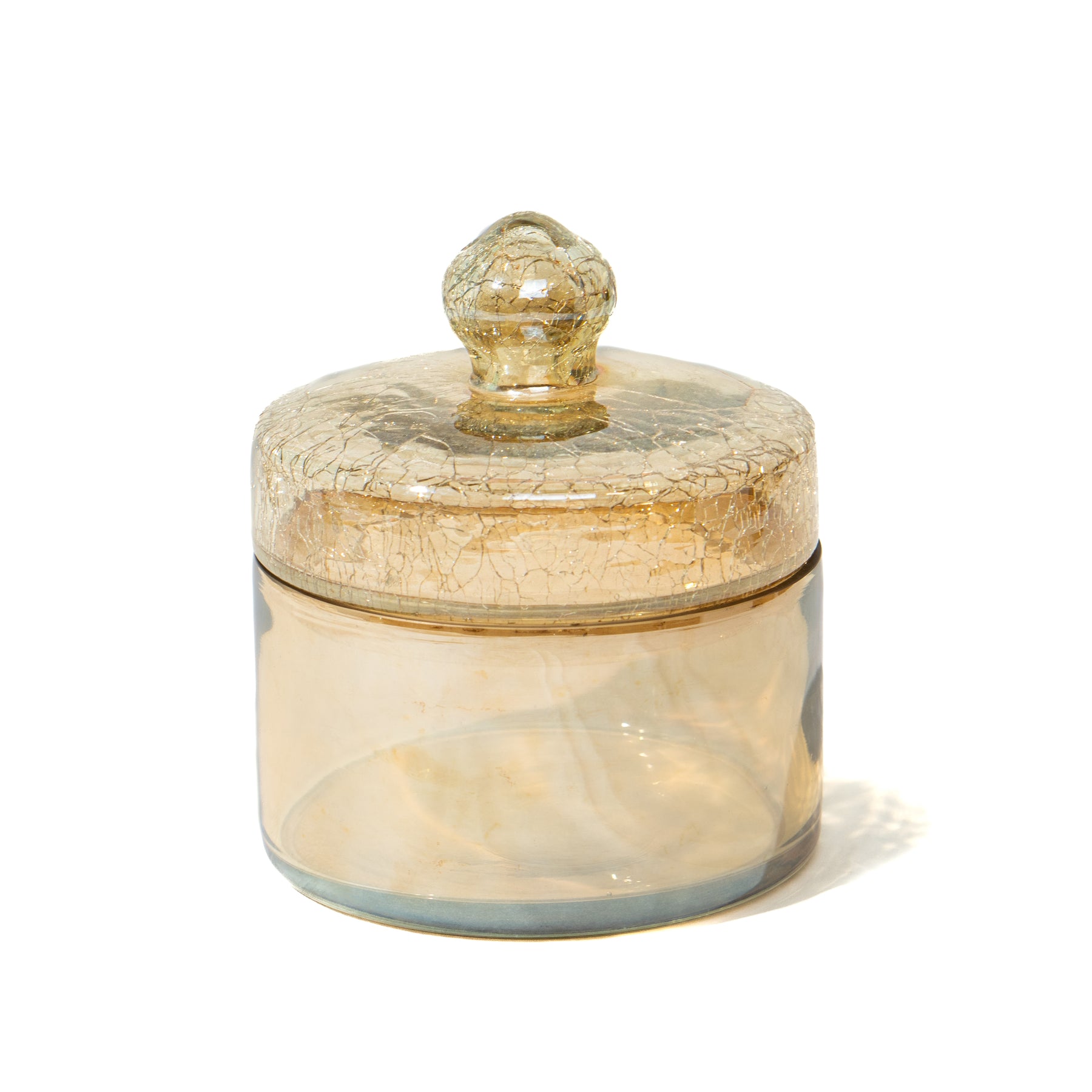 Shay Handmade Crackle Glass Jar, 2 Piece, 500ml, Amber