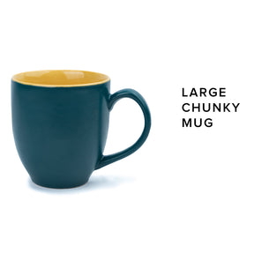 Teal Yellow Coffee Mugs Set of 2