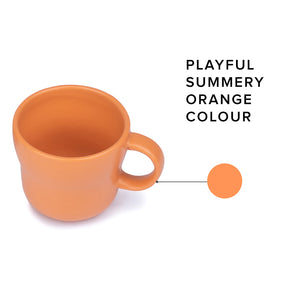 Curvy tea Cup Set of 6 Orange