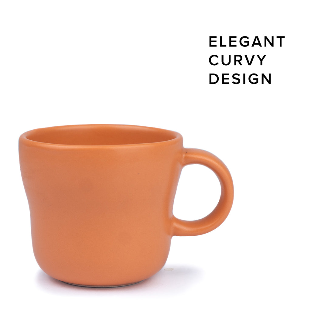 Curvy tea Cup Set of 6 Orange