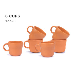 Curvy tea Cup Set of 6 Orange