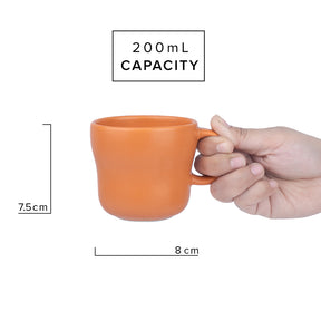 Curvy tea Cup Set of 6 Orange