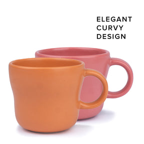 Curvy Tea Cups, Set of 6 - Pink Orange