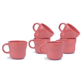 Curvy tea Cup Set of 6 Pink