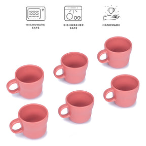 Curvy tea Cup Set of 6 Pink